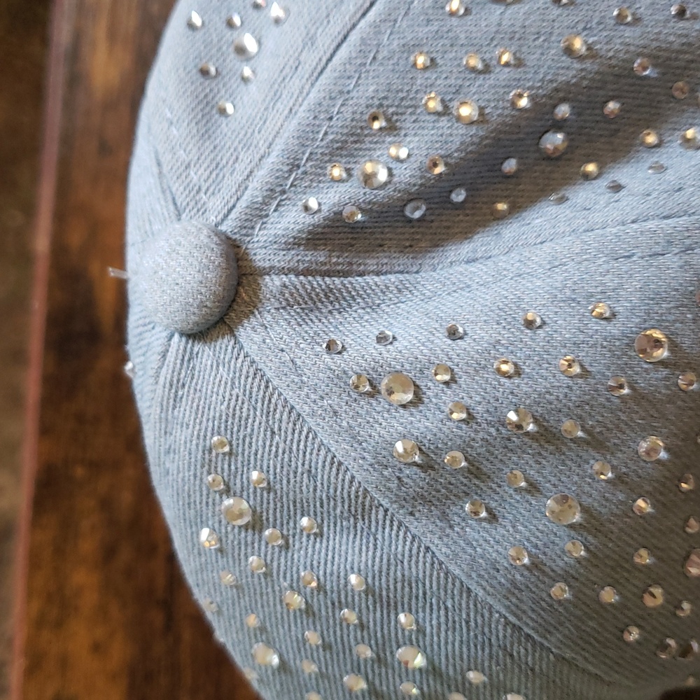 Illuma Rhinestone Light Denim Baseball Cap - Picture 3 of 9